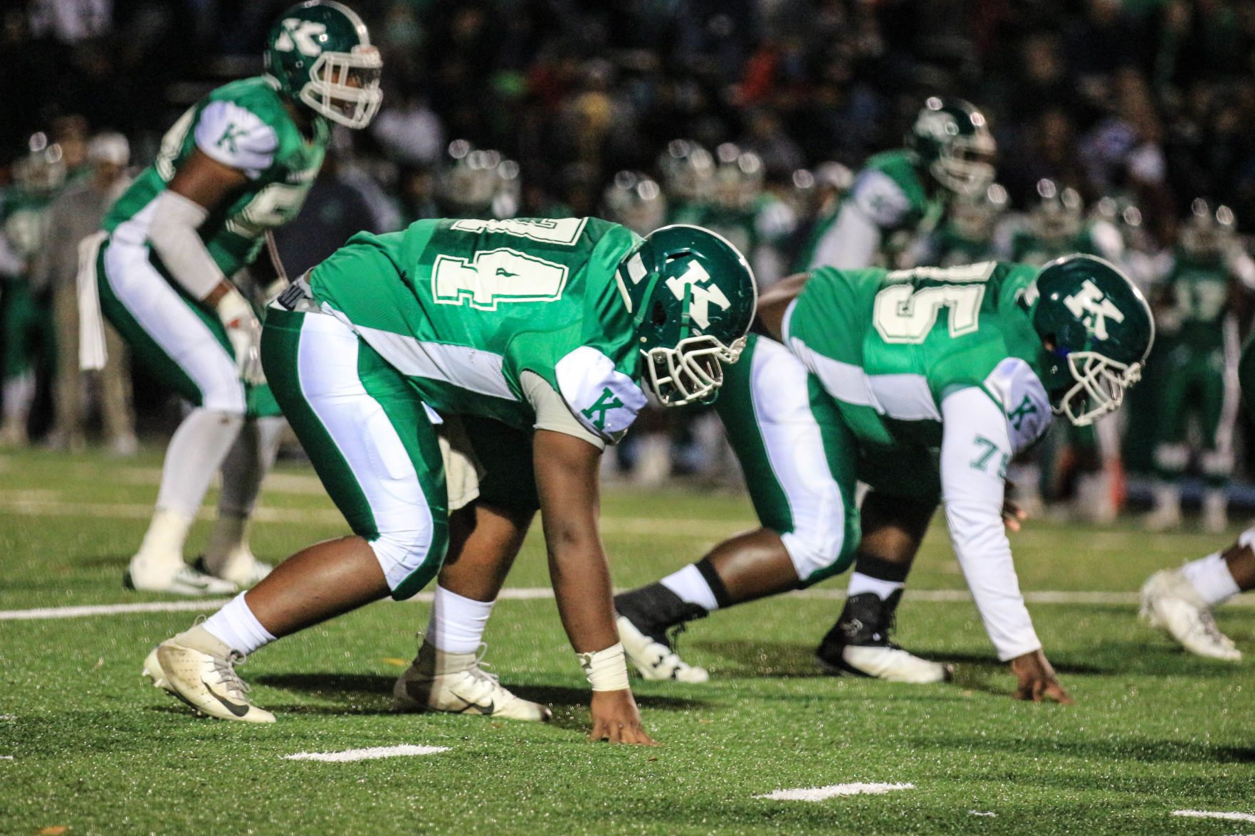 ALBrown vs Concord. Terry Williams (74) and Malik Morrison (75) Joan Moore/Sprcial to The Independent Tribune